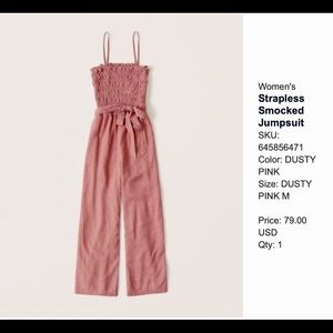 Abercrombie & Fitch Strapless Smocked Jumpsuit